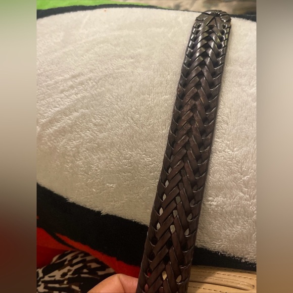 Fossil dark brown woven leather belt, size 38, men's - Picture 7 of 9